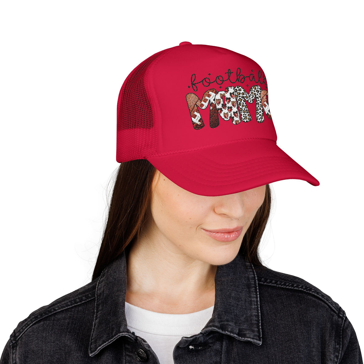 Foam Trucker Hat — Candy Cane Leopard “Merry” Mesh Cap