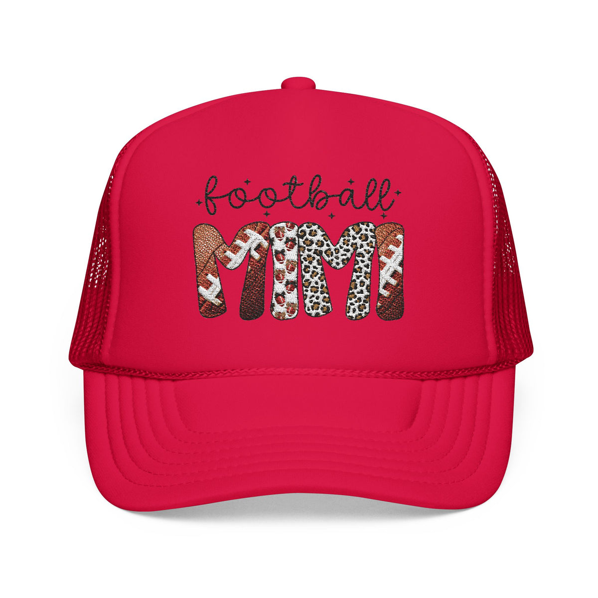 Football Mom Trucker Hat – Leopard & Glitter Game Day Foam Cap