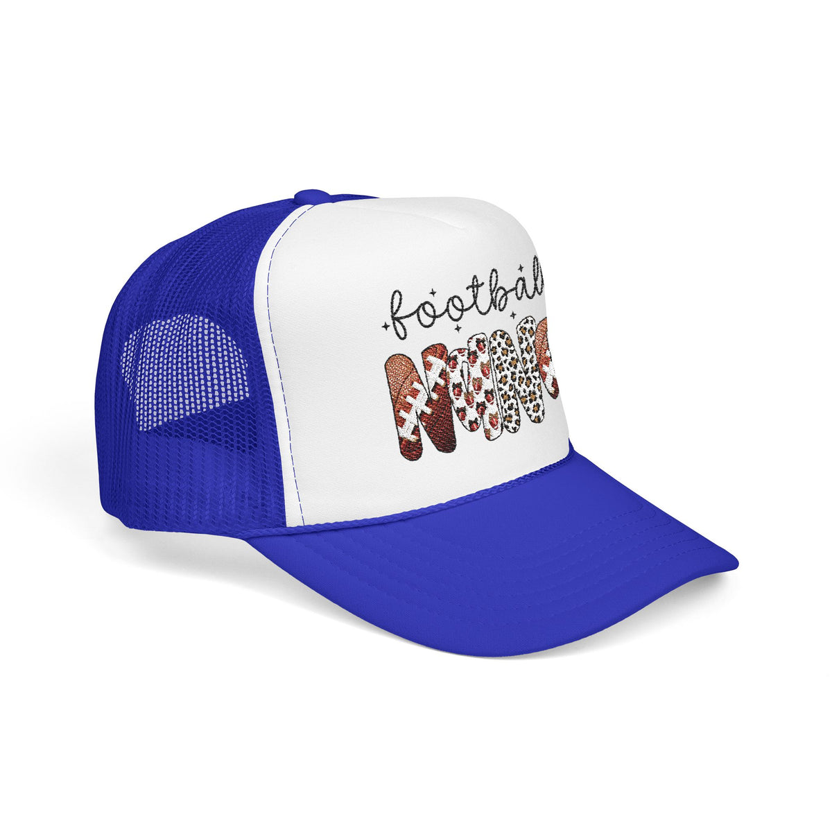 Football Mom Trucker Hat – Leopard & Glitter Script Foam Cap