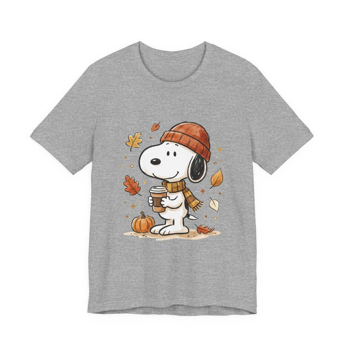 Autumn Puppy Coffee Tee — Cute Fall Cartoon T-Shirt