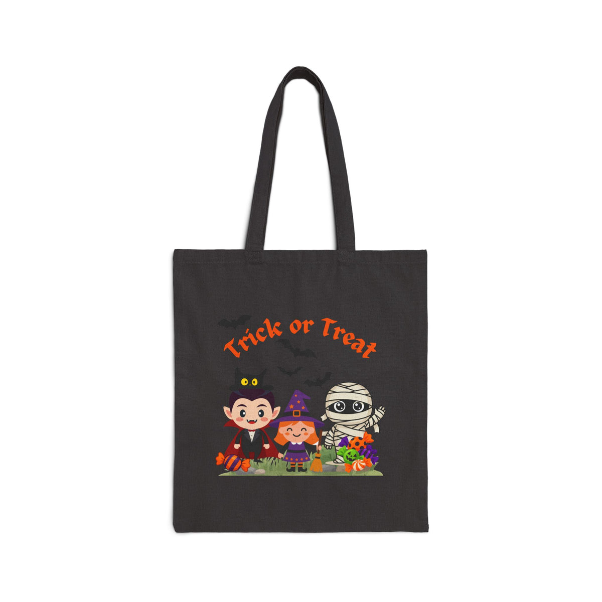 Halloween Trick or Treat Bag, Kids Halloween Tote, Cute Vampire Witch Mummy Candy Bag, Halloween Canvas Tote