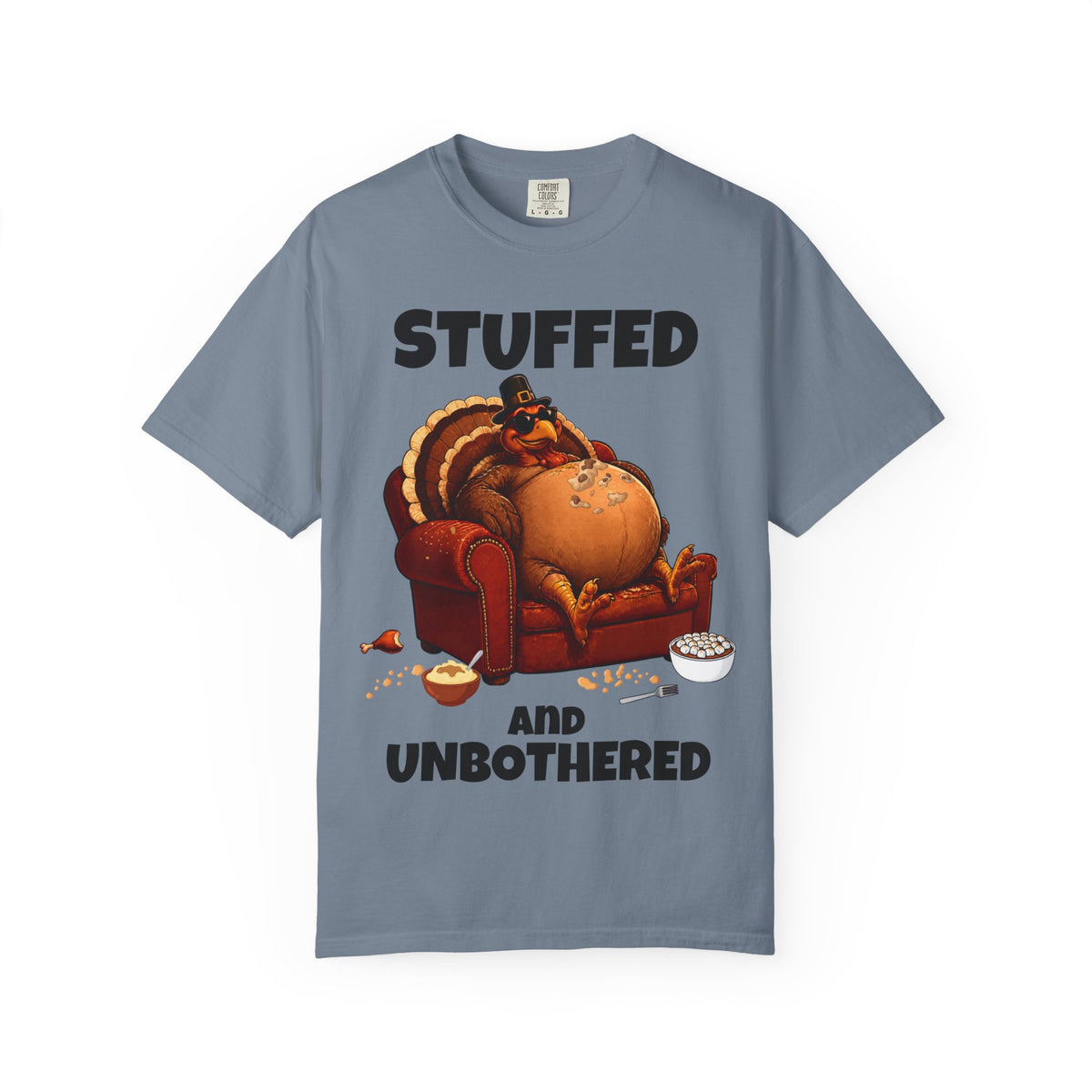 Stuffed & Unbothered Thanksgiving T-Shirt 🦃🍂