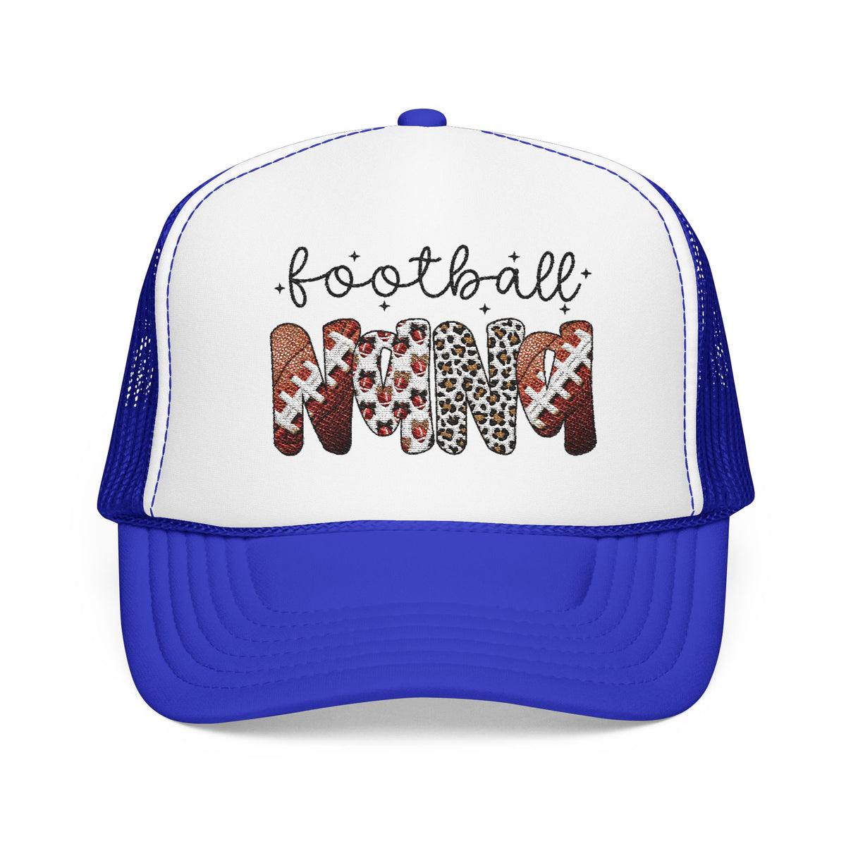 Football Mom Trucker Hat – Leopard & Glitter Script Foam Cap
