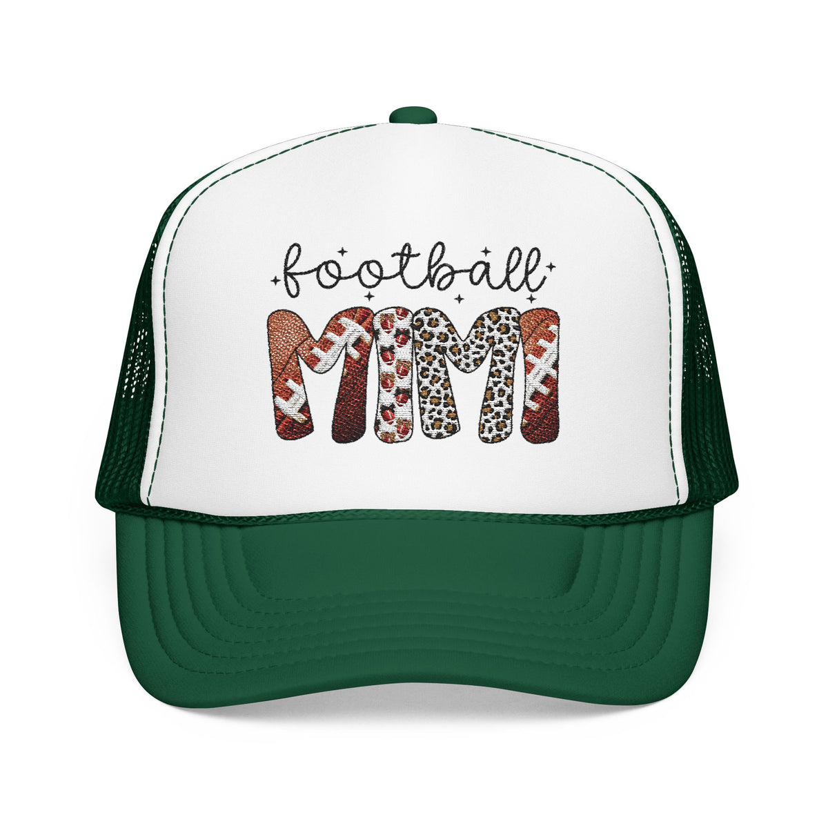 Football Mom Trucker Hat – Leopard & Glitter Game Day Foam Cap