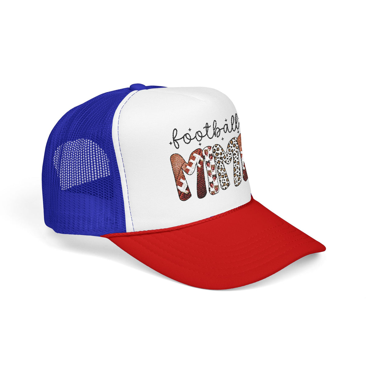 Football Mom Trucker Hat – Leopard & Glitter Game Day Foam Cap