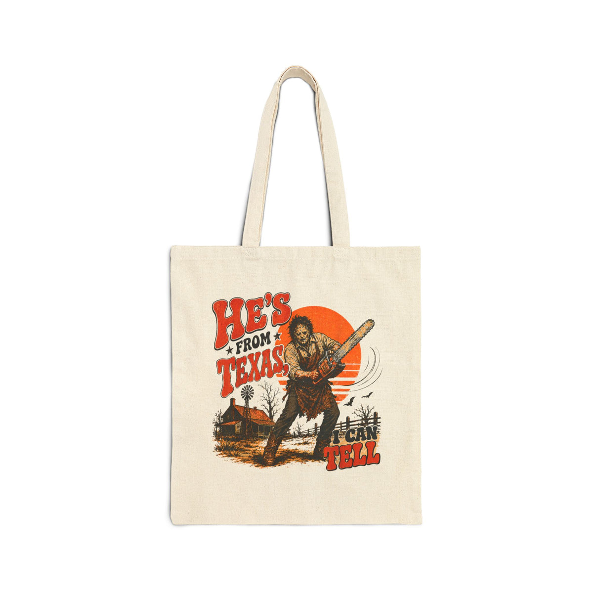 He's From Texas Vintage Tote Bag – Retro Western Cotton Canvas Market Bag