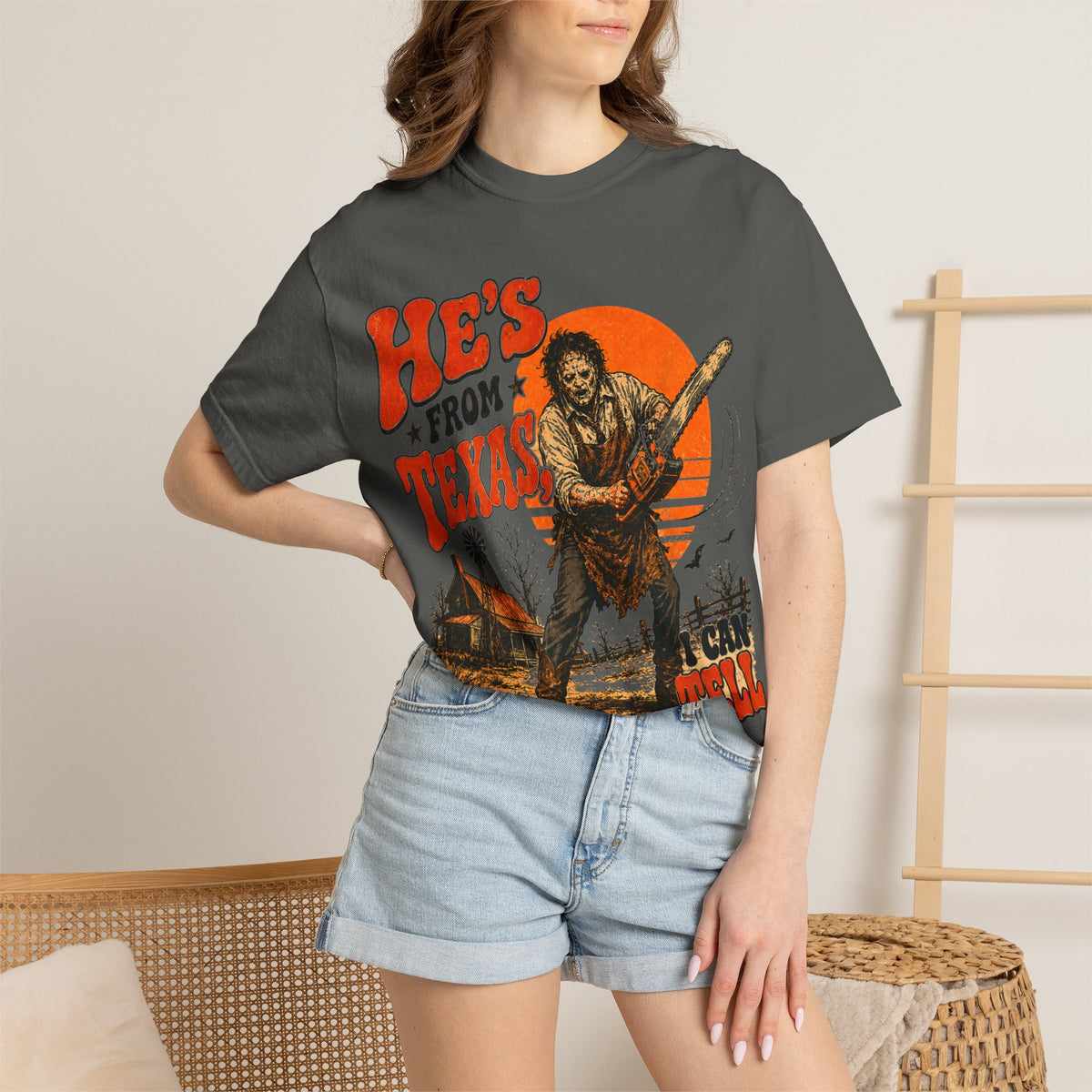 He’s From Texas, I Can Tell | Funny Halloween Horror Graphic T-Shirt