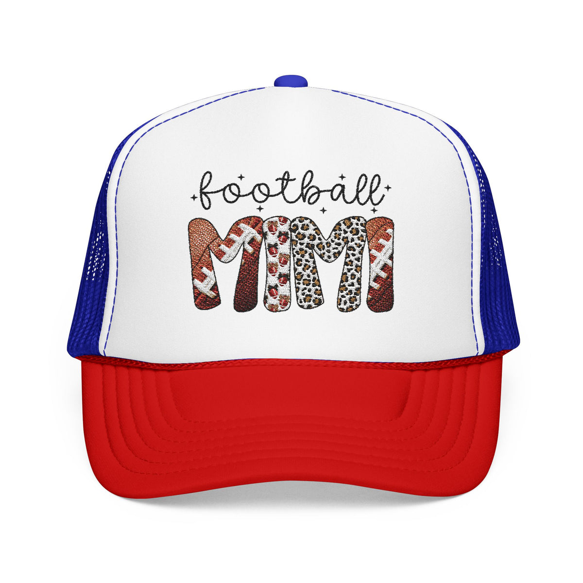 Football Mom Trucker Hat – Leopard & Glitter Game Day Foam Cap