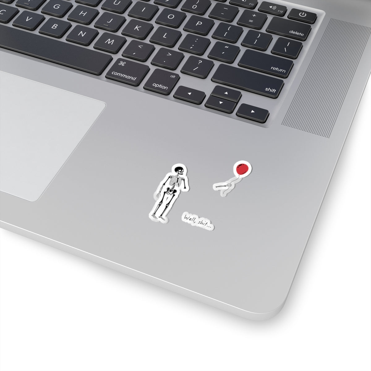 Skeleton + Red Balloon Sticker Set — Funny “Well, shit…” Kiss-Cut Vinyl Stickers