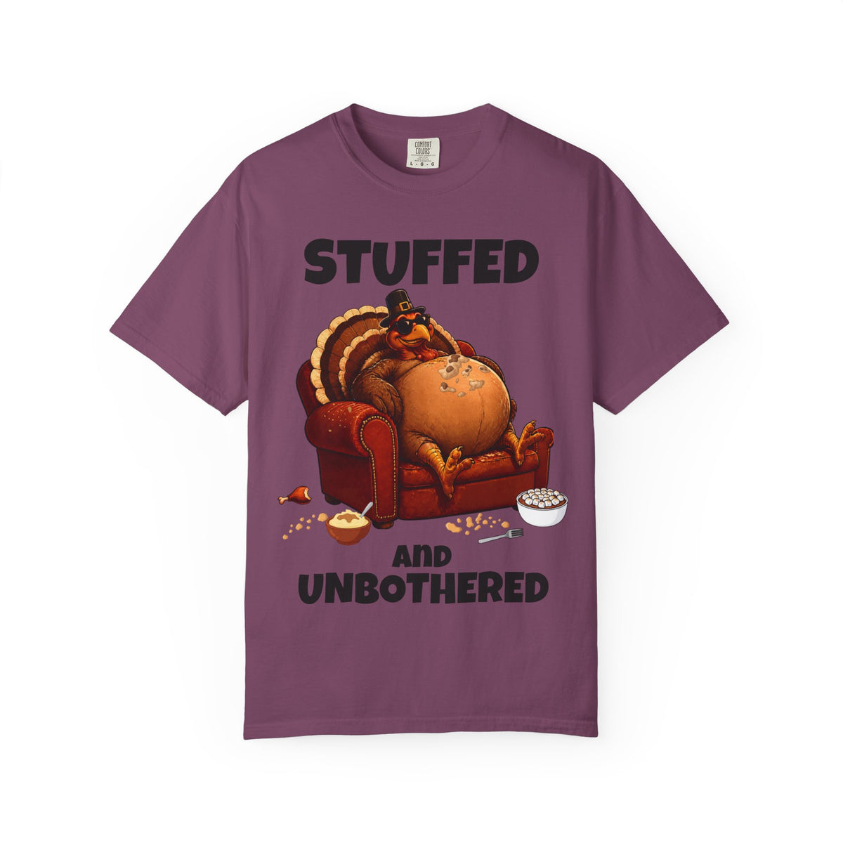 Stuffed & Unbothered Thanksgiving T-Shirt 🦃🍂
