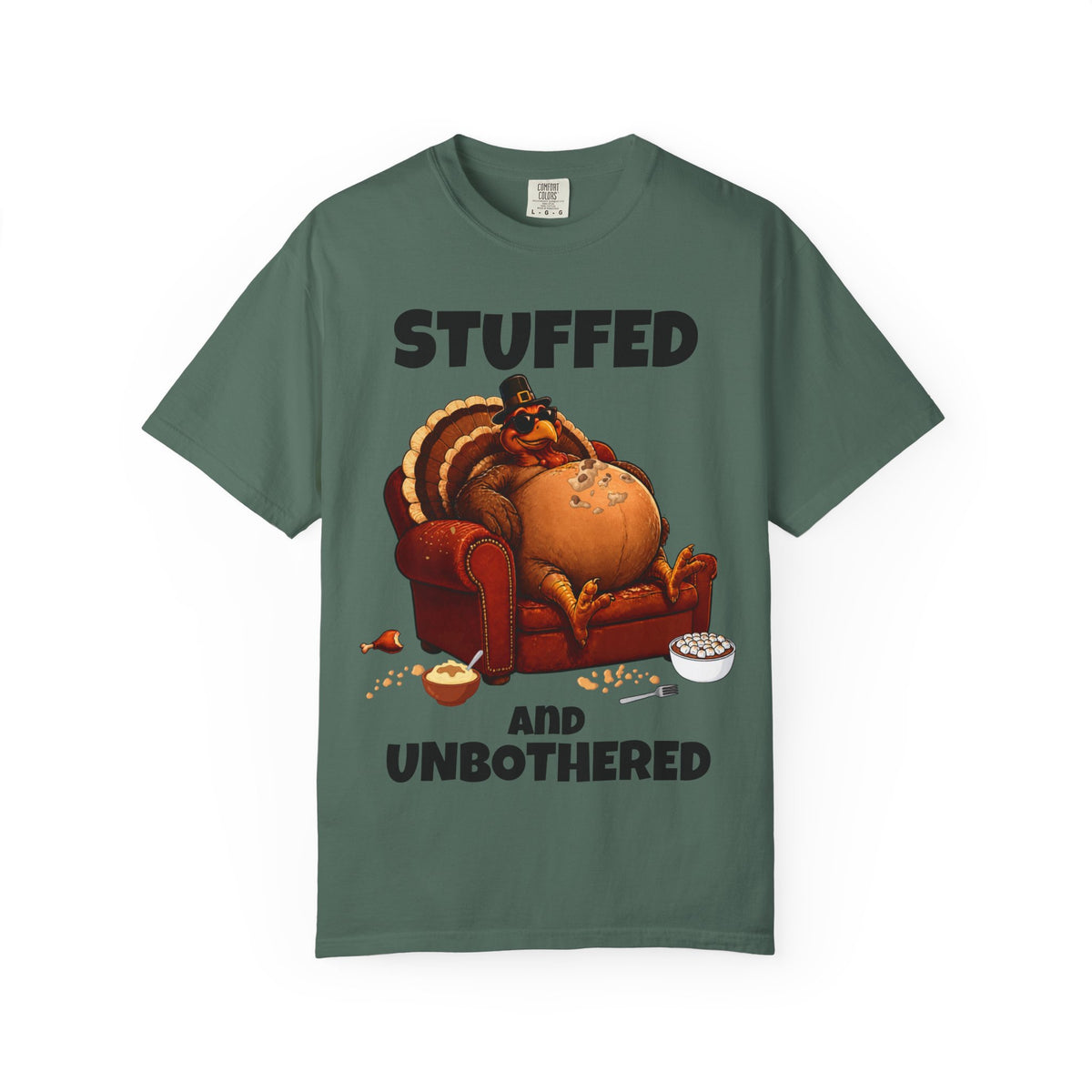 Stuffed & Unbothered Thanksgiving T-Shirt 🦃🍂