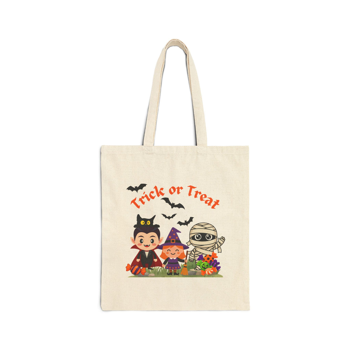 Halloween Trick or Treat Bag, Kids Halloween Tote, Cute Vampire Witch Mummy Candy Bag, Halloween Canvas Tote