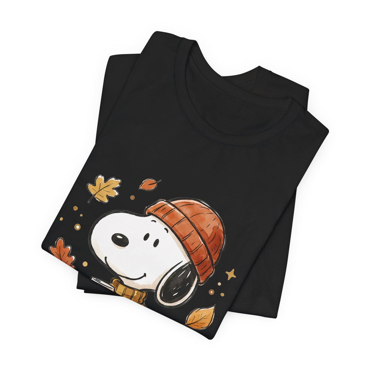 Autumn Puppy Coffee Tee — Cute Fall Cartoon T-Shirt