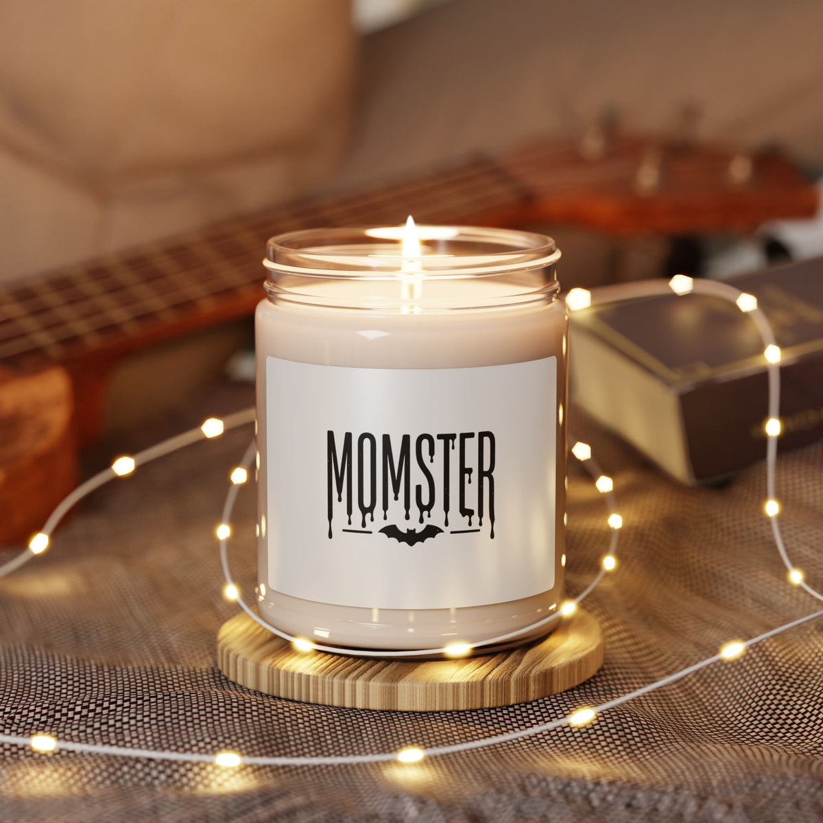 Momster Halloween Candle | Soy Jar Candle, Spooky Bat Typography