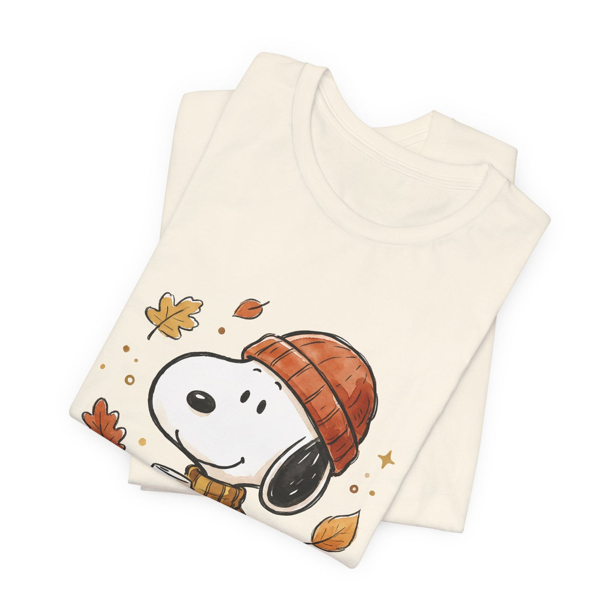 Autumn Puppy Coffee Tee — Cute Fall Cartoon T-Shirt