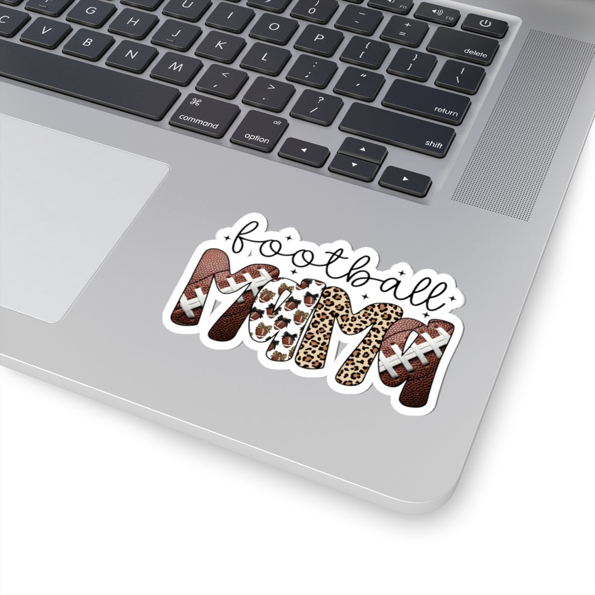 Football Mom Sticker | Leopard & Football Pattern Kiss-Cut Sticker