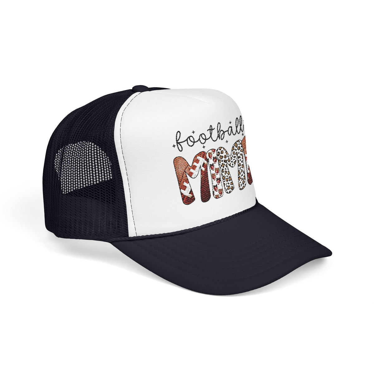 Football Mom Trucker Hat – Leopard & Glitter Game Day Foam Cap