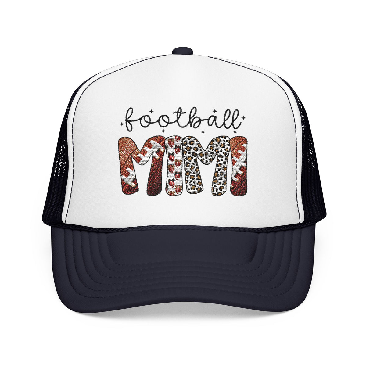 Football Mom Trucker Hat – Leopard & Glitter Game Day Foam Cap