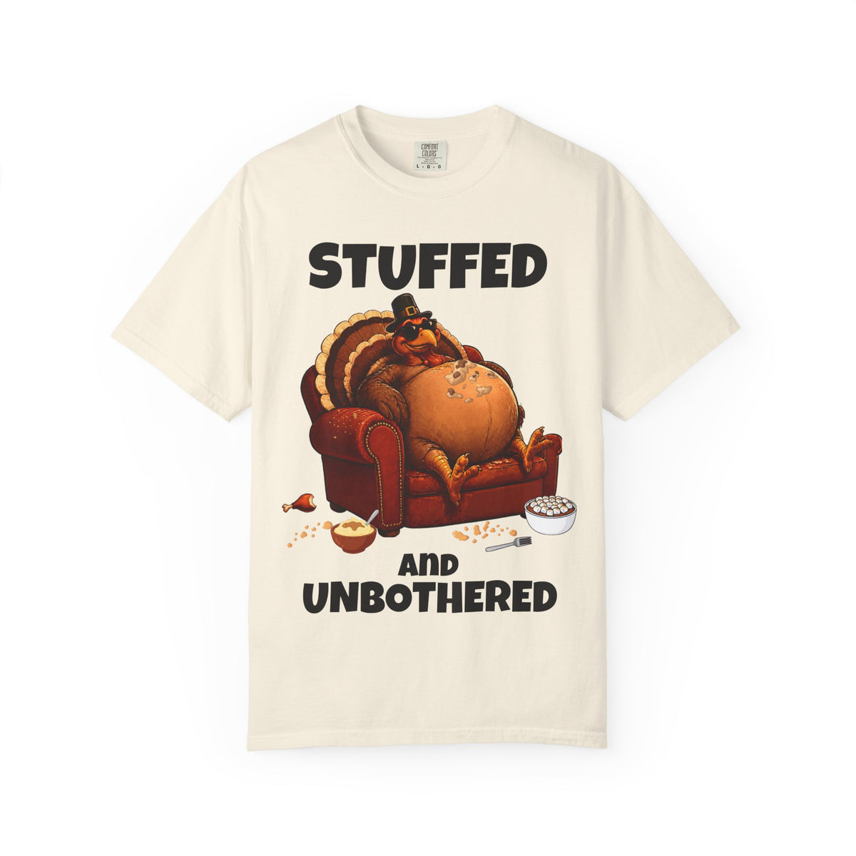 Stuffed & Unbothered Thanksgiving T-Shirt 🦃🍂