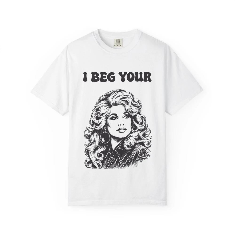 I Beg Your, T-Shirt | Retro Glam Woman Portrait, Vintage 70s Illustration