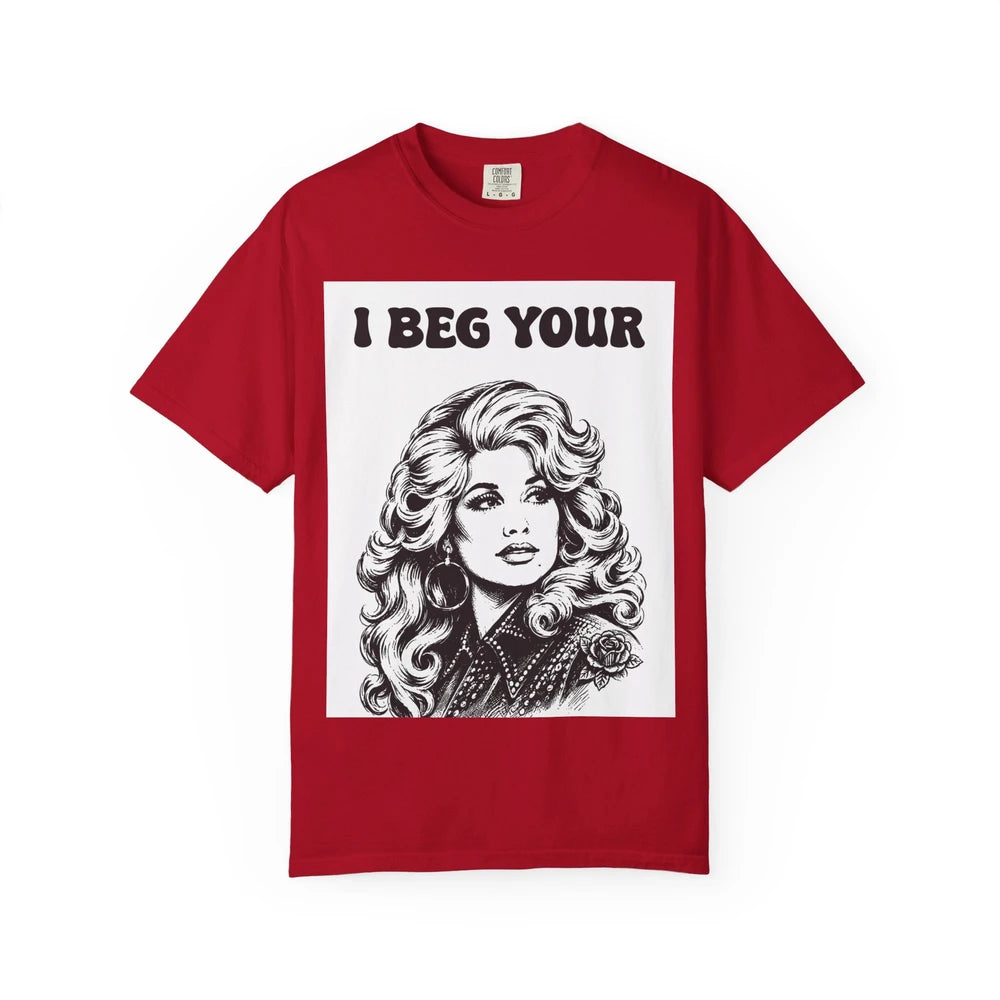 I Beg Your, T-Shirt | Retro Glam Woman Portrait, Vintage 70s Illustration