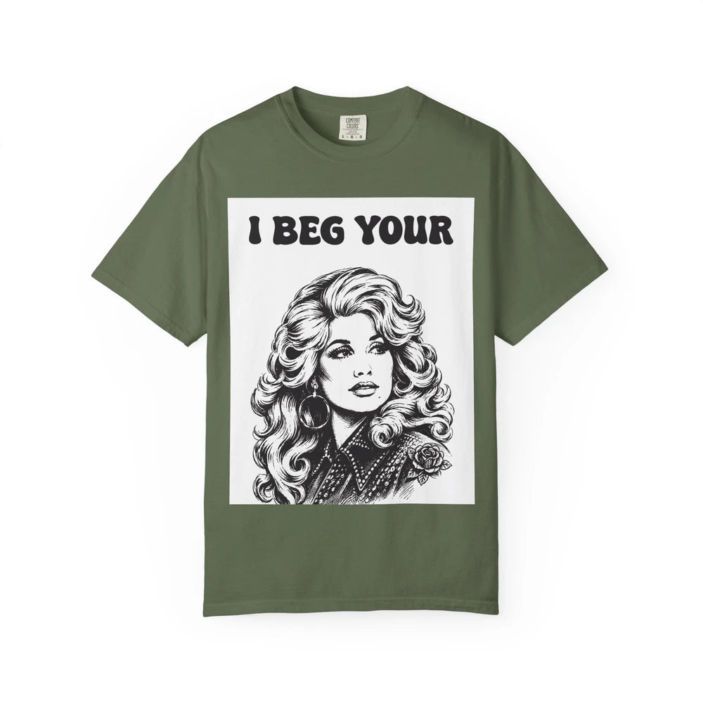 I Beg Your, T-Shirt | Retro Glam Woman Portrait, Vintage 70s Illustration