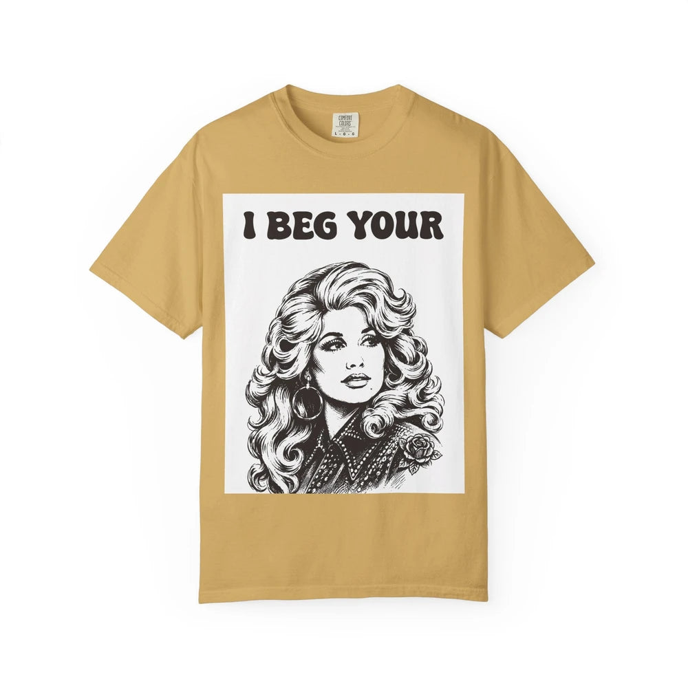 I Beg Your, T-Shirt | Retro Glam Woman Portrait, Vintage 70s Illustration