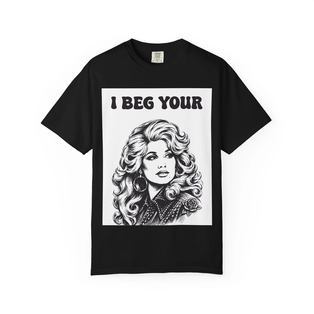 I Beg Your, T-Shirt | Retro Glam Woman Portrait, Vintage 70s Illustration