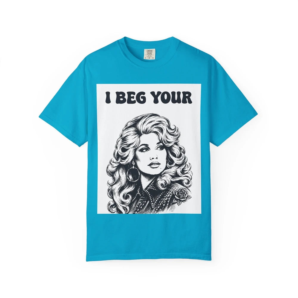 I Beg Your, T-Shirt | Retro Glam Woman Portrait, Vintage 70s Illustration