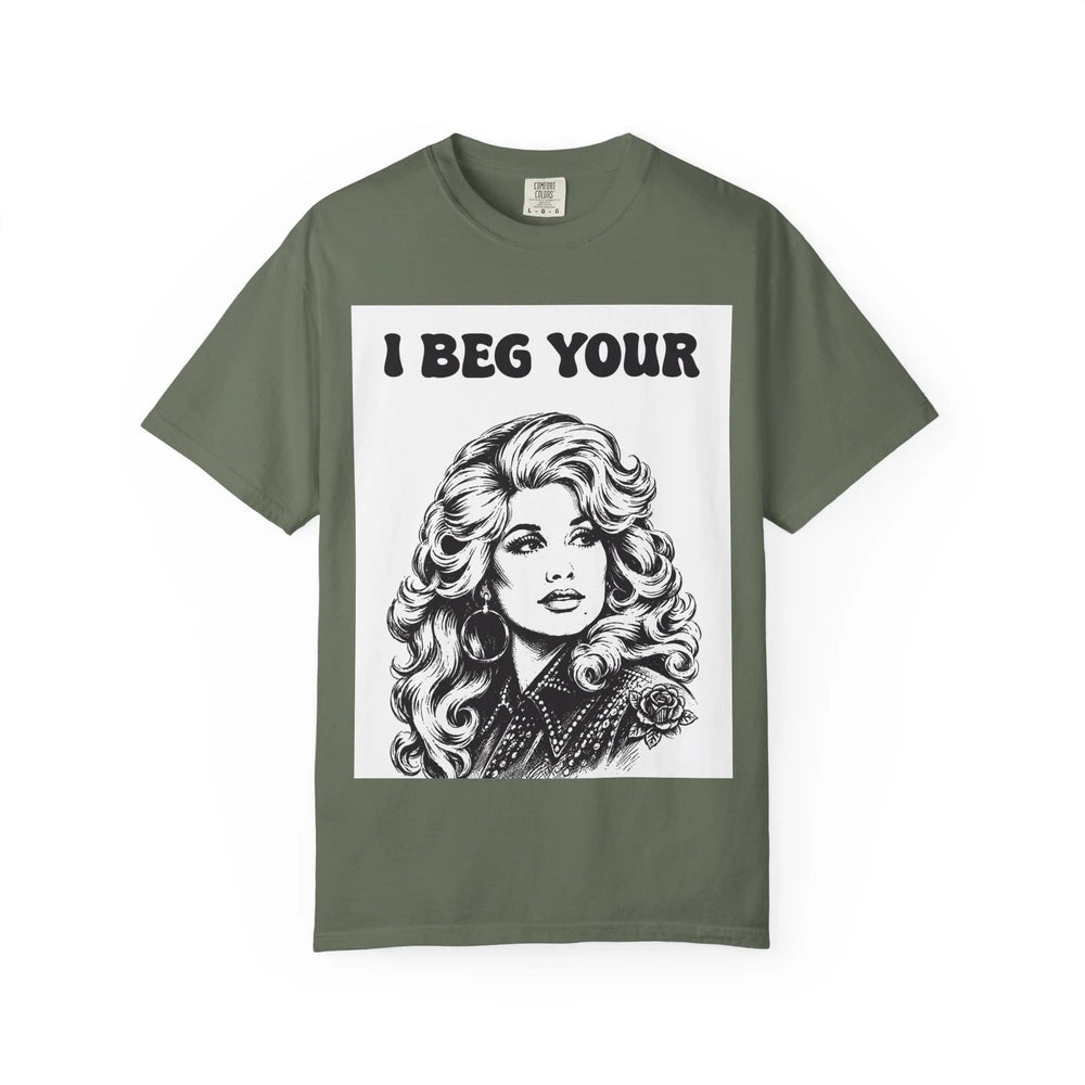 I Beg Your, T-Shirt | Retro Glam Woman Portrait, Vintage 70s Illustration