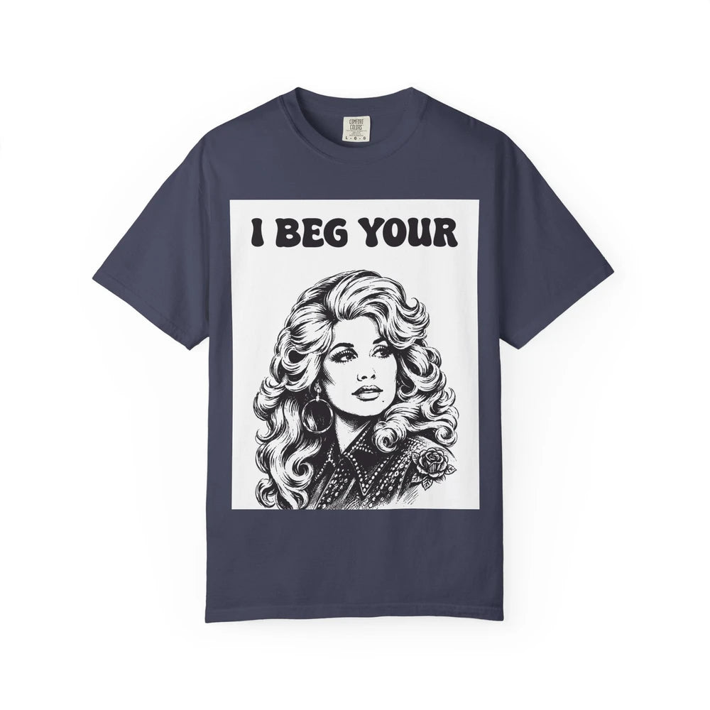 I Beg Your, T-Shirt | Retro Glam Woman Portrait, Vintage 70s Illustration