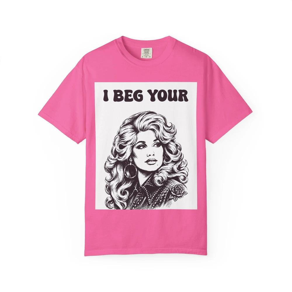I Beg Your, T-Shirt | Retro Glam Woman Portrait, Vintage 70s Illustration