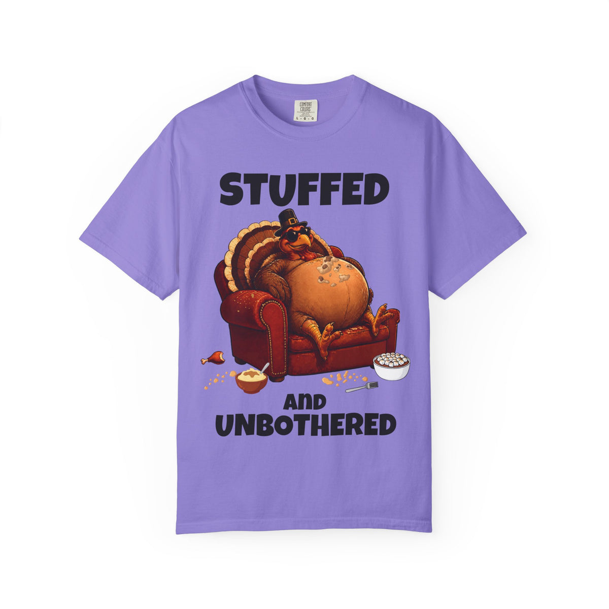 Stuffed & Unbothered Thanksgiving T-Shirt 🦃🍂