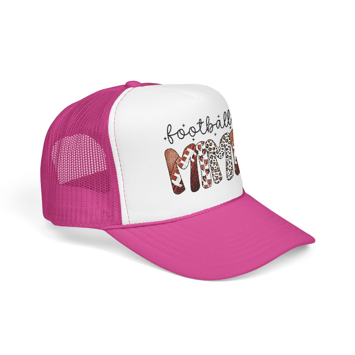 Football Mom Trucker Hat – Leopard & Glitter Game Day Foam Cap