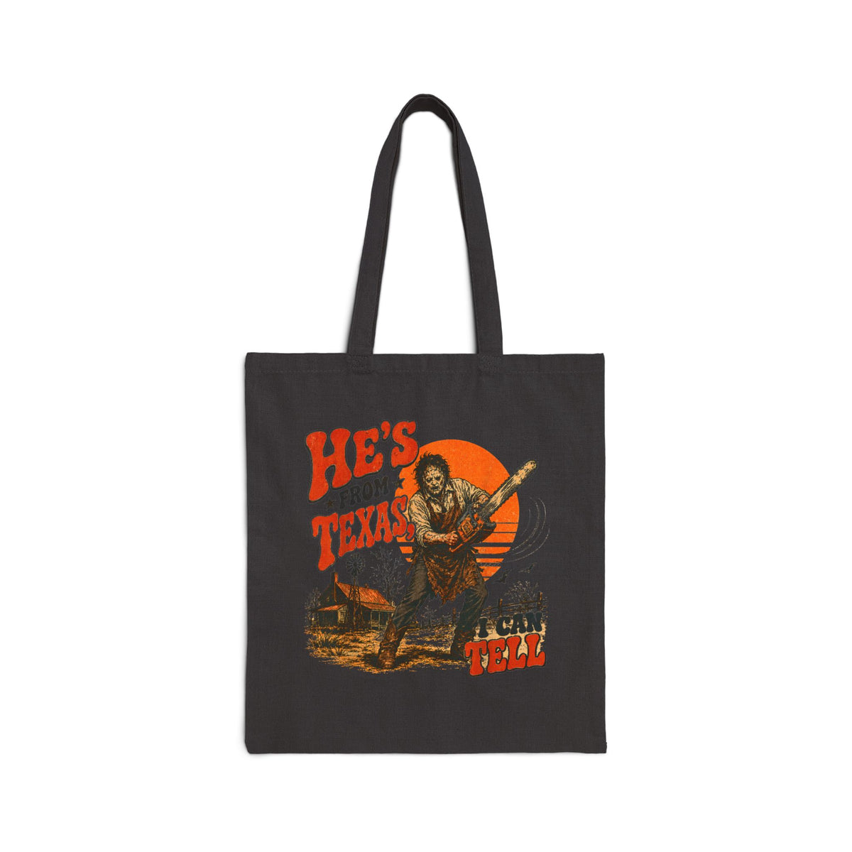 He's From Texas Vintage Tote Bag – Retro Western Cotton Canvas Market Bag
