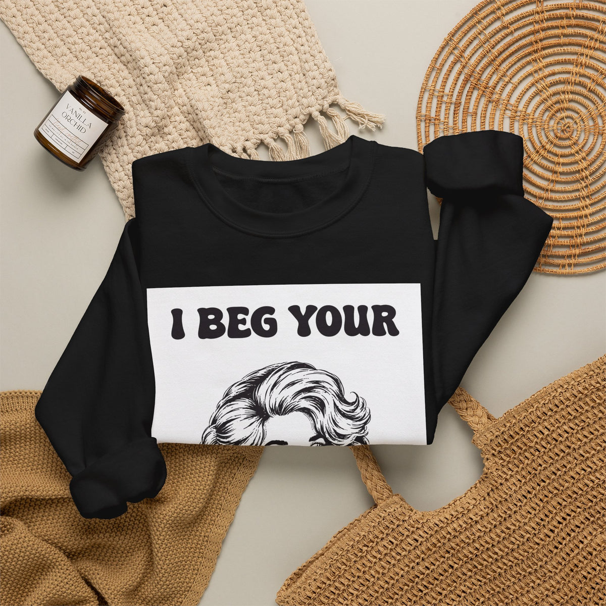 I Beg Your, Sweatshirt | Retro Dolly Portrait, Vintage Glam