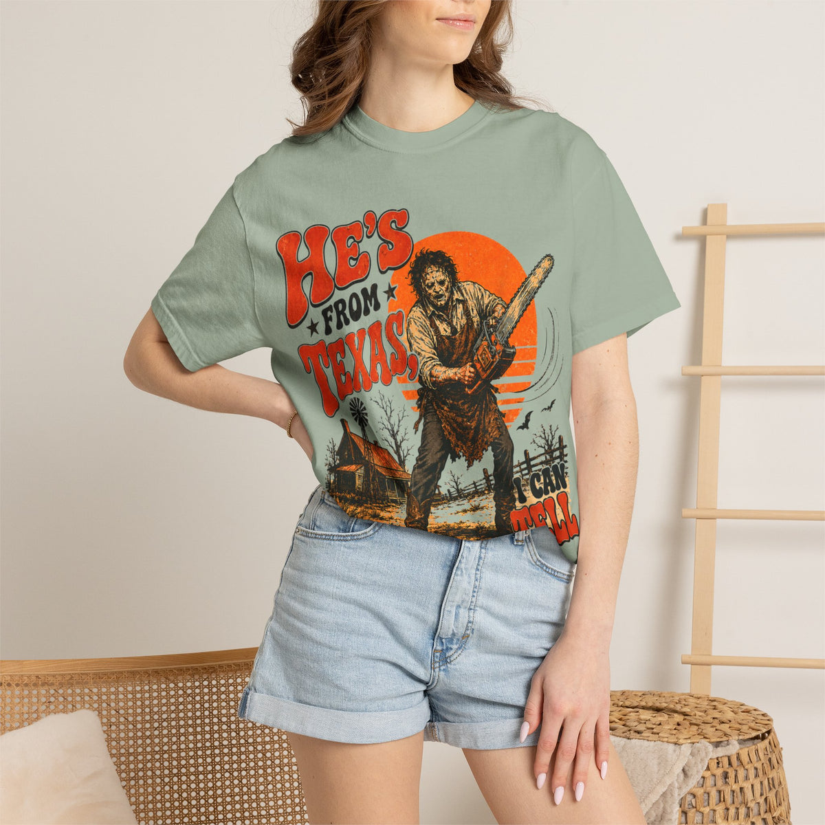 He’s From Texas, I Can Tell | Funny Halloween Horror Graphic T-Shirt
