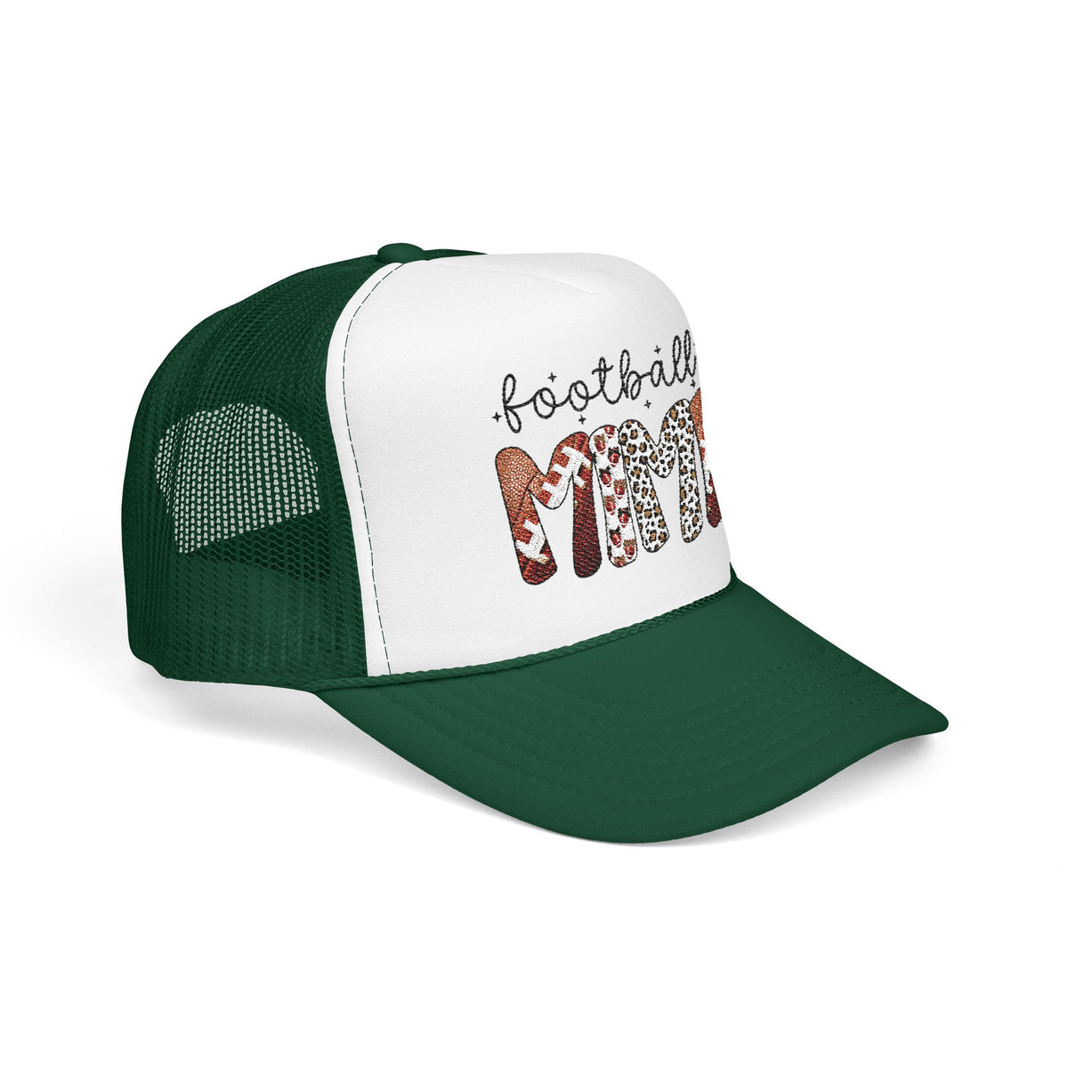 Football Mom Trucker Hat – Leopard & Glitter Game Day Foam Cap