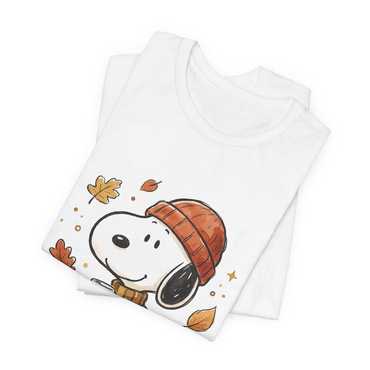 Autumn Puppy Coffee Tee — Cute Fall Cartoon T-Shirt