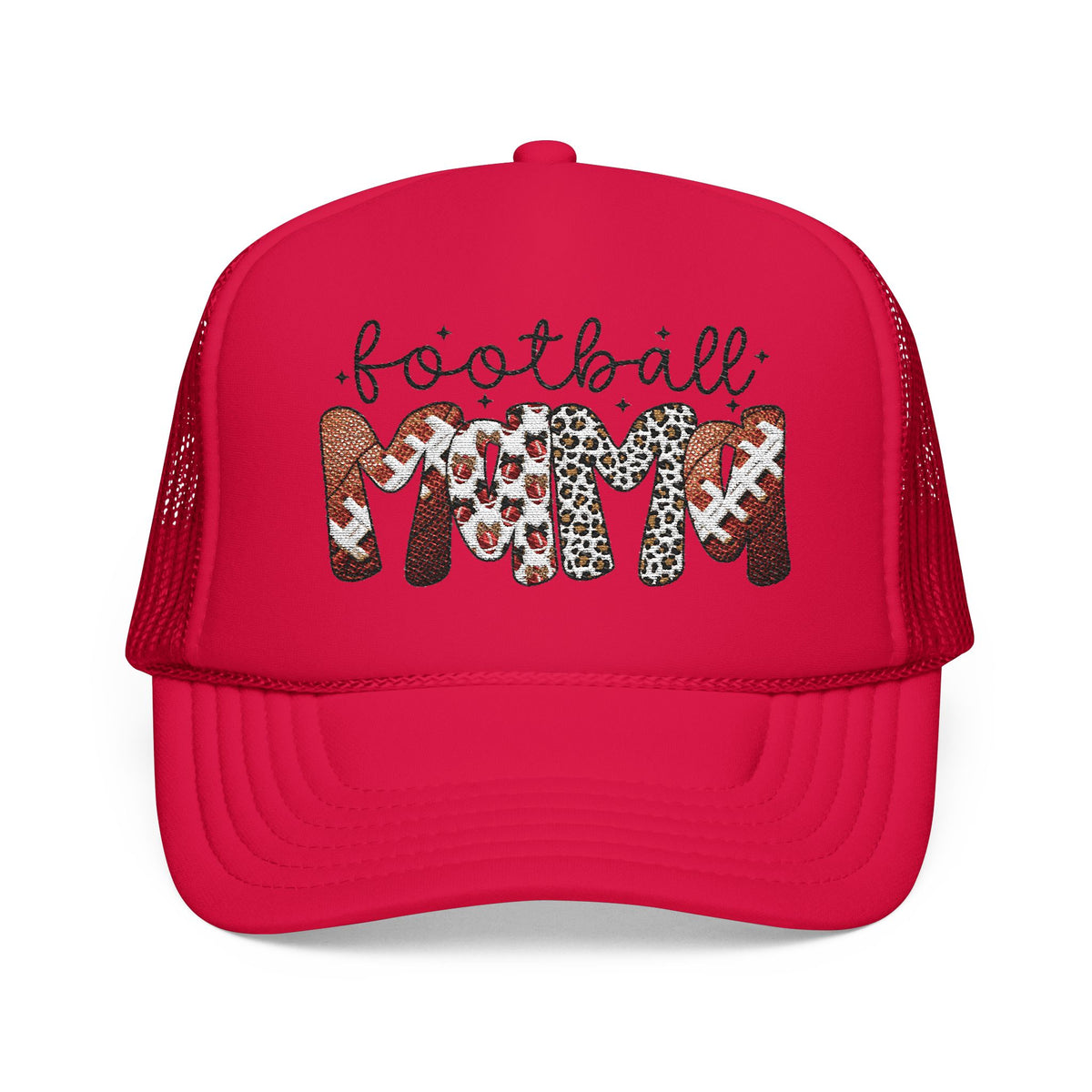 Foam Trucker Hat — Candy Cane Leopard “Merry” Mesh Cap
