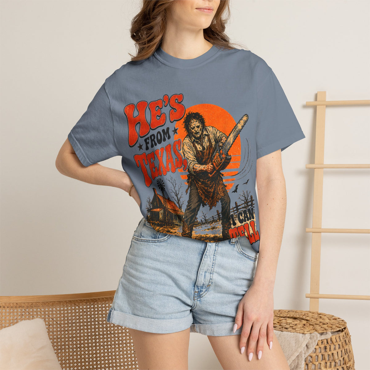 He’s From Texas, I Can Tell | Funny Halloween Horror Graphic T-Shirt
