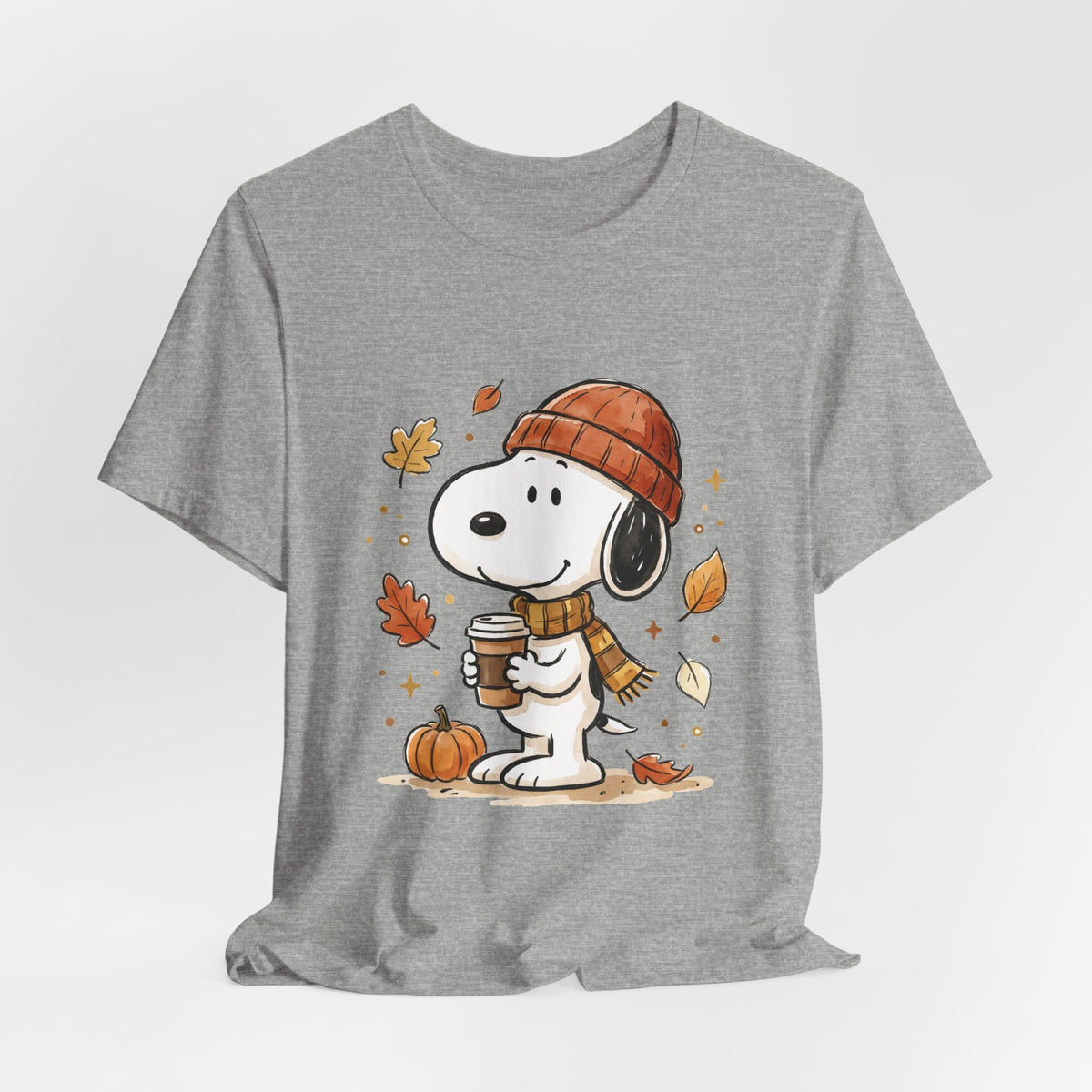 Autumn Puppy Coffee Tee — Cute Fall Cartoon T-Shirt