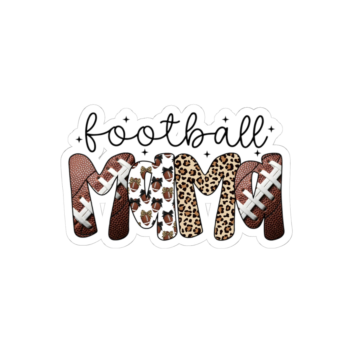 Football Mom Sticker | Leopard & Football Pattern Kiss-Cut Sticker