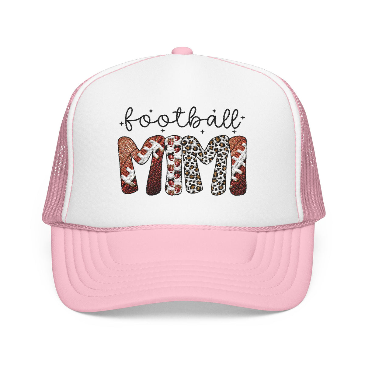 Football Mom Trucker Hat – Leopard & Glitter Game Day Foam Cap