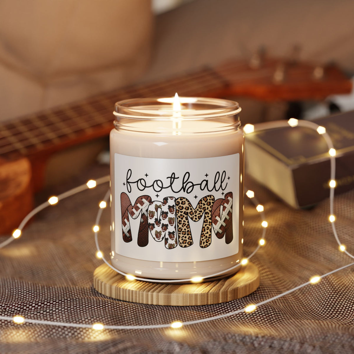 Football Mom Candle | Leopard & Paw Print Footballs Soy Jar Candle