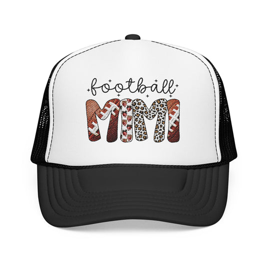 Football Mom Trucker Hat – Leopard & Glitter Game Day Foam Cap