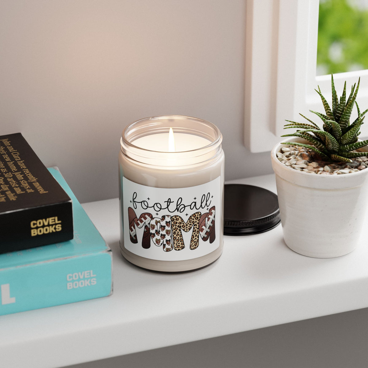 Football Mom Candle | Leopard & Paw Print Footballs Soy Jar Candle