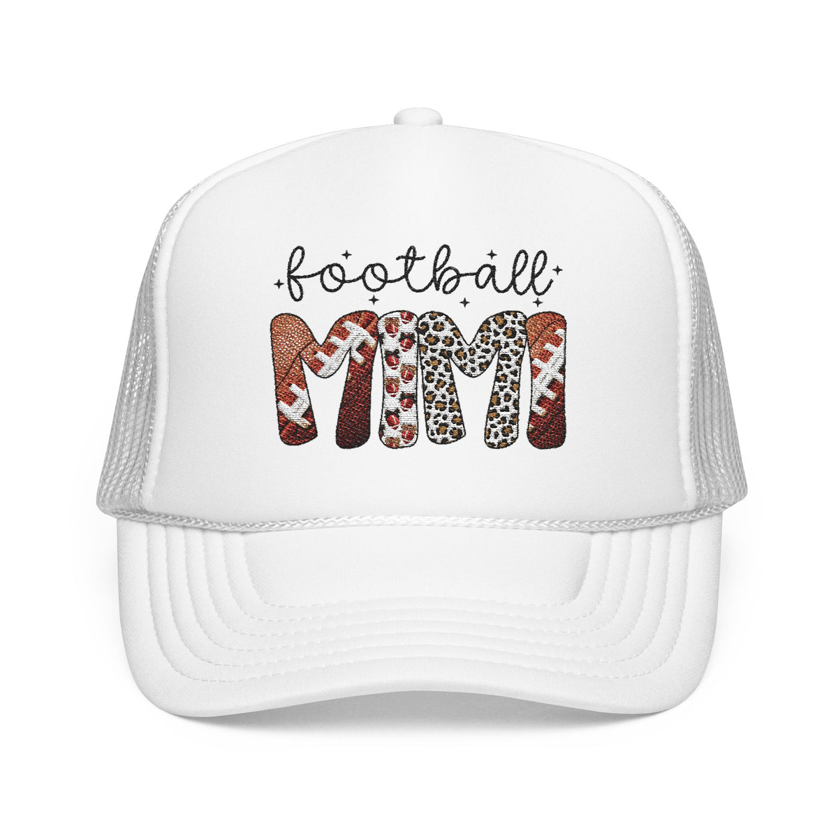 Football Mom Trucker Hat – Leopard & Glitter Game Day Foam Cap