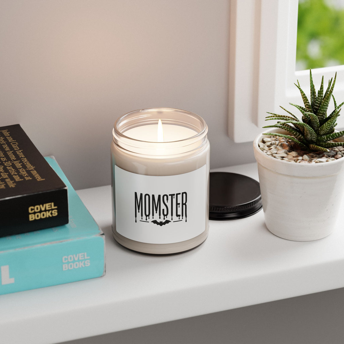 Momster Halloween Candle | Soy Jar Candle, Spooky Bat Typography