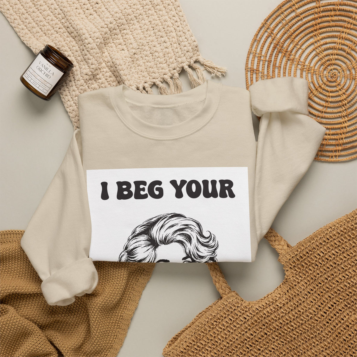 I Beg Your, Sweatshirt | Retro Dolly Portrait, Vintage Glam